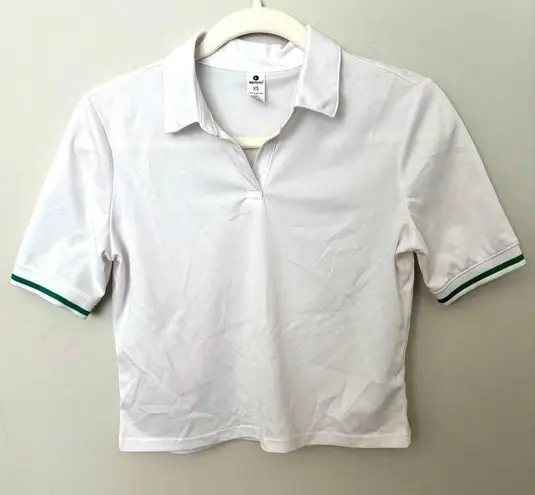 90 Degrees by Reflex UPF 50 Womens White Pique Tennis Polo Crop Tee Sz.XS