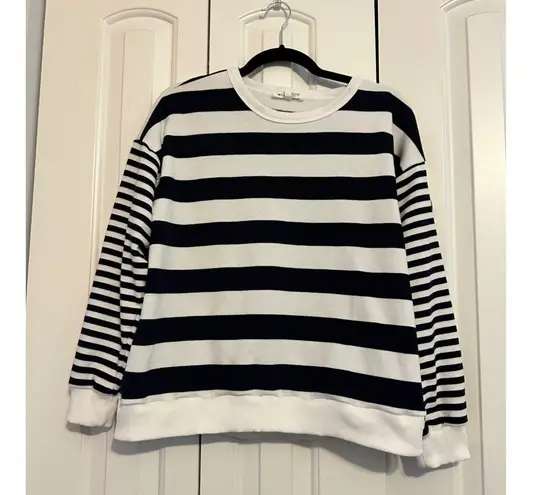Workshop Republic Clothing Navy & White Striped Crewneck Sweater By Womens L/G C
