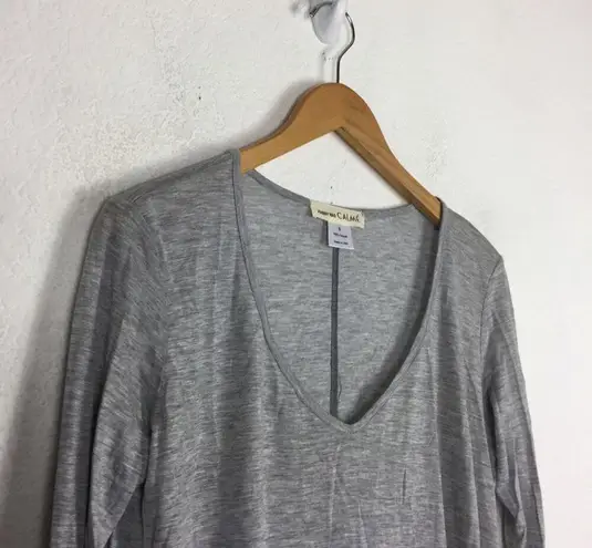 Johnny Was Calme Long Sleeve Top Small Light Grey Tencel Oversized Lightweight