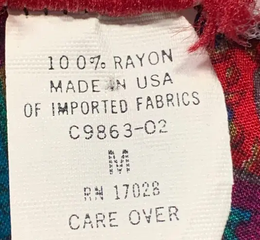 Vintage Shapely Knits Skirt Burgundy Red Blue Purple Paisley Print Pleated Midi Size M