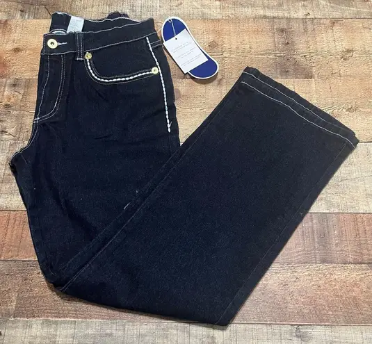 Diane Gilman DG2 | NEW Dark Wash White Stitch Stretch Straight Leg Jeans Sz 10 P