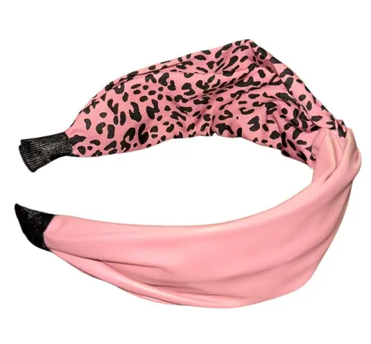 Pink Vegan Leather Bohemian Animal Cheetah Print Knotted Summer Headband NEW