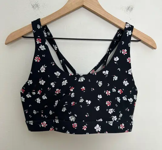 SoulCycle - Aurora Floral Black Sports Bra Athletic Training Gym Workout