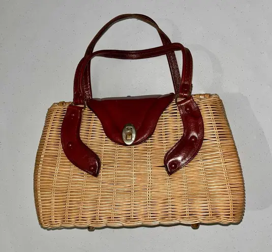 None HOST PICK - Vintage Wicker & Leather Purse Bag