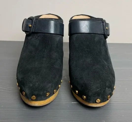 Veronica Beard  Dacey Leather Studded Black Slip On Clog Size 10