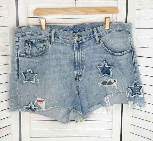 Polo Ralph Lauren Distressed Star Patch Crosby Denim Shorts Blue Size 32 Blue