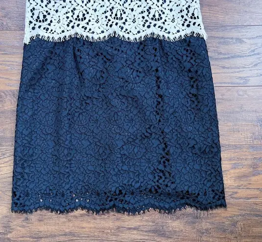 Milly • Gabrielle Dress color block lace two tone sheath black white cocktail