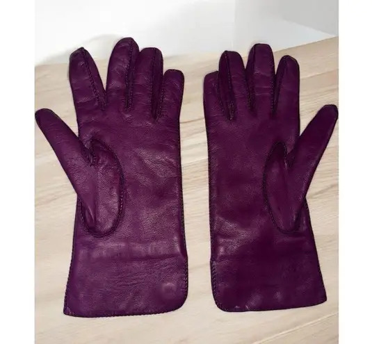 Loro Piana Purple Kidskin LEATHER/CASHMERE LINING GLOVES Med Made In Italy