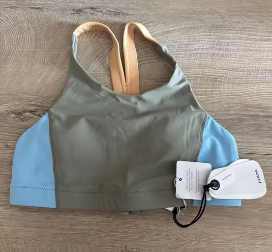 prAna Baja Bound Bikini Top Sweet Agave Color Block Green Blue Womens Size XS