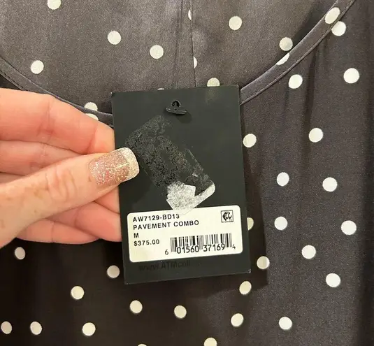 Atm 100% Silk Black White Polka Dot Slip Dress. NWT. Size Medium