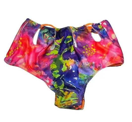 NEW Robb Lulu L High Waist Bikini Bottom Groovy Lucy High Pant Cutout Swimwear Purple Size L