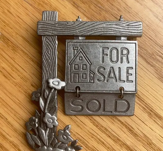JJ Realtor Pin For Sale Sign/Sold Sign Pewter