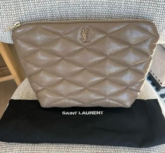 Saint Laurent Sade YSL Quilted Lambskin Pouch Clutch Bag