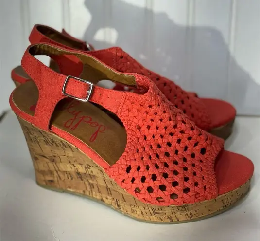 Jellypop Aprilia Coral Woven Cork Wedge Sandals Women’s 7.5M Summer Shoes boho