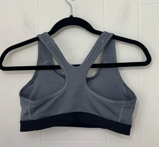 Nike  Dri Fit Sports Bra Removable Pads Grey Black Swoosh Racerback ~ Size M