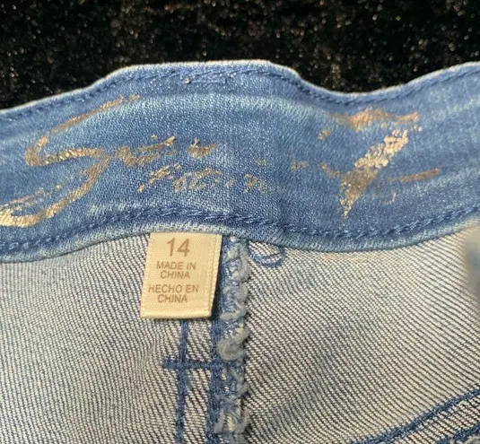 Seven7 Womans Sz 14 Plus Cutoff Jean Shorts Stretch Pockets Denim Embroidered