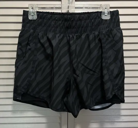 Avia Shorts Women Running Active Gym Sport Pull On Size Sm Gray Zebra Lined - Image 1