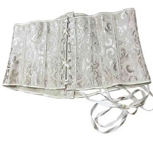 Vintage Alivila.Y Fashion Corset Floral Victorian Top Gold/Cream Sz 4XL Plus White