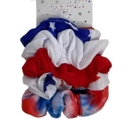 American Flag Tie Dye Hair Scrunchies 5 PC Set