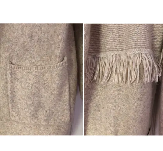 Tahari beige fringes cardigan sweater