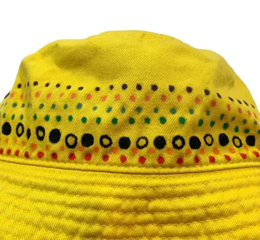 Hand Painted Rainbow Dots Yellow Bucket Hat