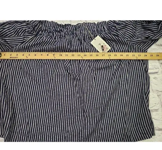 A New Day  Womens Long Sleeve Off the Shoulder Top Navy Stripe Size XXL