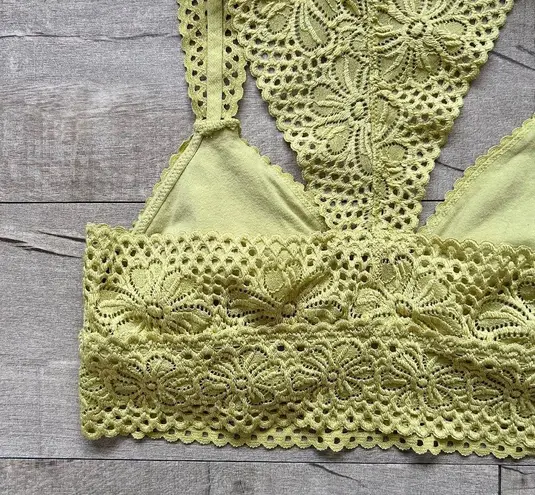 Aerie Crochet Lace Lime Green Yellow Longline Racerback Festival Bralette M