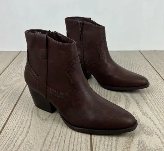Style & Co Women's Perriee Western Ankle Booties 8M Chocolate Brown Smooth $80 Size 8