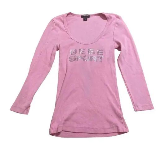 Bebe Vintage Y2k  Sport Top with Rinestones in Pink