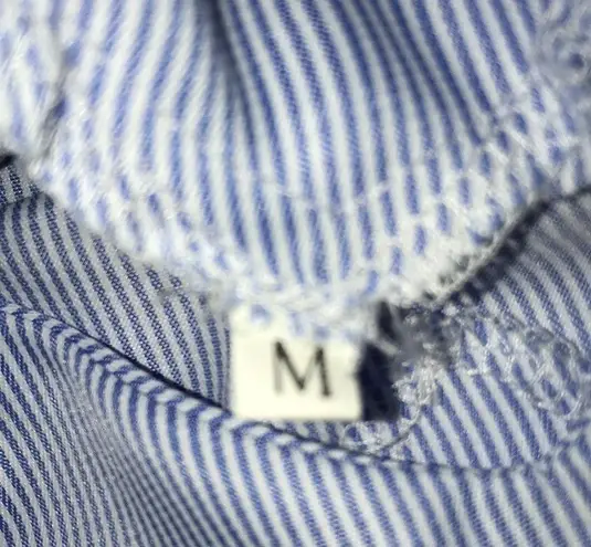 NEW Cold shoulder pinstripe pleated bow tie short sleeves size M Size M