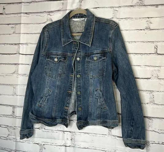 RXB Y2K Blue Jean Jacket with Cropped Length and Distressed Look SZ XXL Trucker