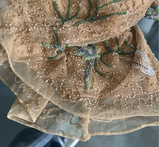 Mac Duggal NEW Beaded Floral Gown, Mustard Yellow in a Size 10, New w/Tag $598