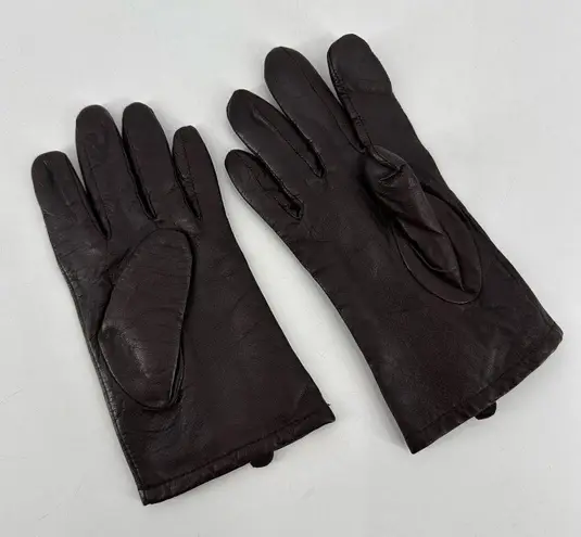 Vintage Leather Brown & Tan laced driving gloves lightly insulated small medium