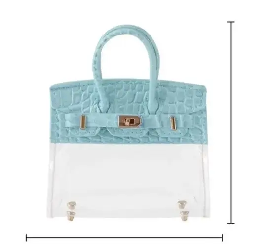 Blue Croc Embossed Twist Lock Bag Charm