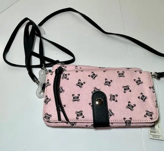 Cat Meow Pink Crossbody Wallet Purse New