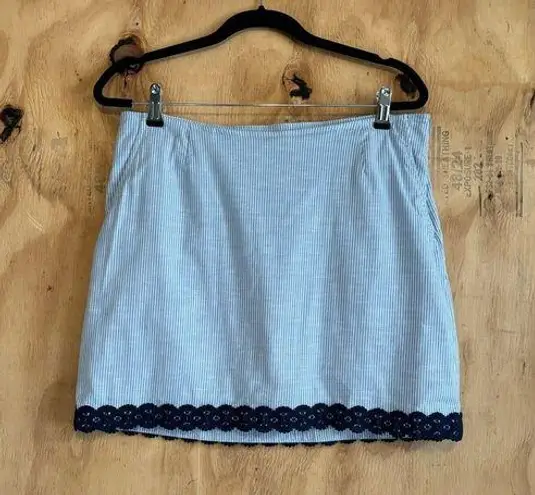 Golftini Blue & White Striped Golf Cotton Skort Lace Trim Sz 10