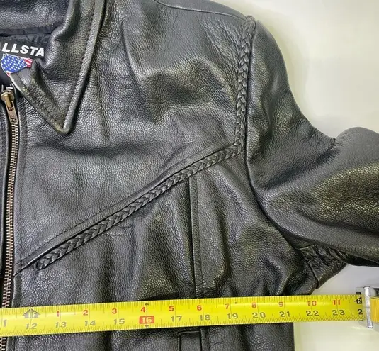 All State Leather Jacket Vintage Coat Biker Moto Zip Up 90s Quilted Lining Size 3X