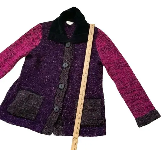 Laura Ashley Vintage Size Large Pink Purple Black Fuzzy Thick Warm Jacket Coat L