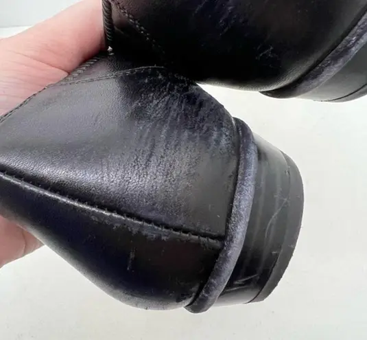 Paul Green Leather Ballet Flat Ruffle Zip Trim Black Slip On Round Toe US size 9