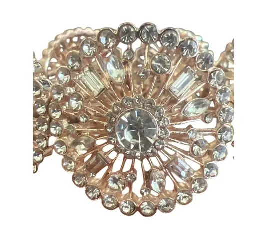 INC Rose Gold Crystal Circle Stretch Bracelet 1" Wide Sunburst Sitting at 7" NWT