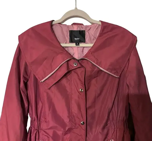 Mossimo Women’s Sz M Maroon Red Trench Rain Coat Jacket Mid Length Cinched Waist Size M