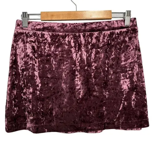 Abound New Nordstrom  Crushed Velvet Velour Mini Retro 90s Y2K Skirt Burgundy L