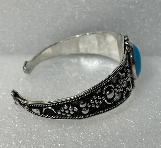 Vintage 925 Blue Turquoise Cuff Bangle Bracelet 6.5”
