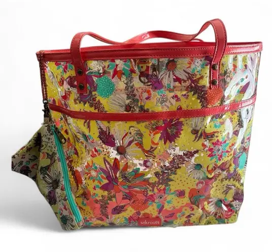 Sakroots Clear Koi Tote Shoulder Purse Coral BeachPool Bag w/Makeup Wallet