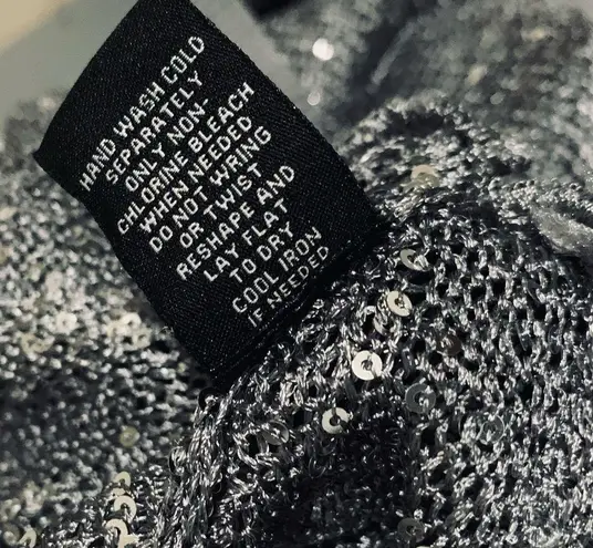 Premise Micro sequined grey shimmering short sleeve knit top