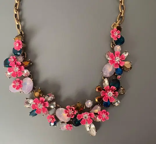 J.Crew  Garden Posey Floral Necklace Rhinestones Floral Romantic Boho Cootagecore