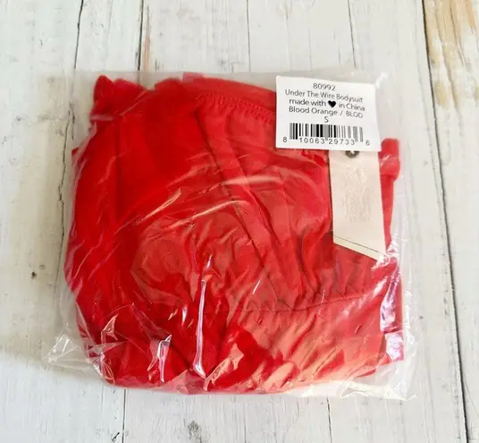 We Are HAH Under The Wire Mesh Bodysuit in Blood Orange