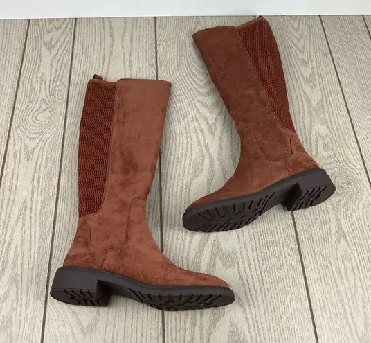 Kenneth Cole Reaction Women's Lionel Tall Boots 7M Caramel Cafe Micro $129 Brown Size 7