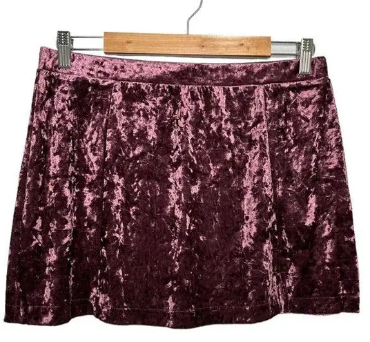 Abound New Nordstrom  Crushed Velvet Velour Mini Retro 90s Y2K Skirt Burgundy L