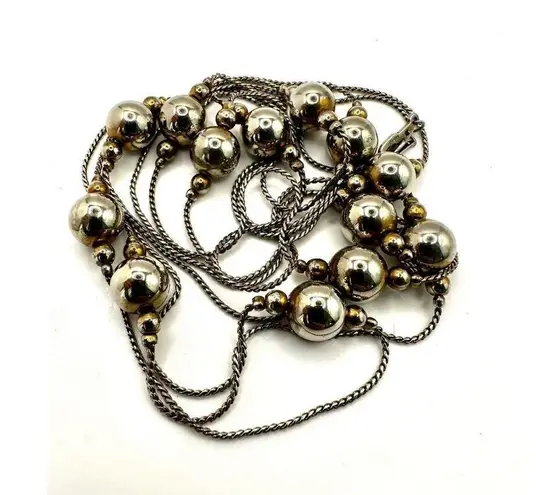 14k gold plated long ball chain necklace